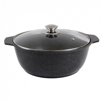 АП Кастрюля-Жаровня 5л со ст. крышкой, (темный мрамор) "Kukmara" жмт52а