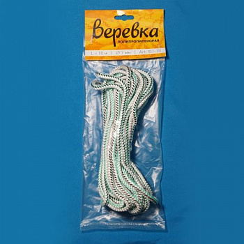 Веревка п/п в уп. с е/п (107-10) L=10m D=7mm, уп.60 шт г.Рязань