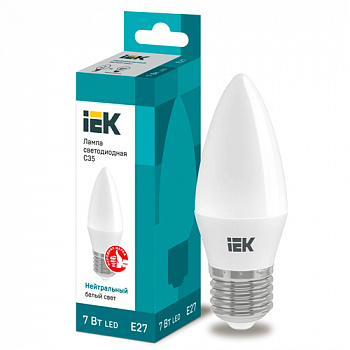 Лампа светодиодная ECO C35 свеча 7Вт 230В 4000К E27 IEK арт.LLE-C35-7-230-40-E27
