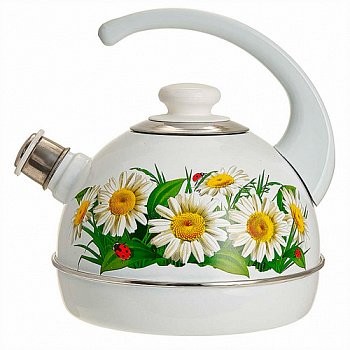 Чайник 3,5 л.(подвиж.ручка) - белый/марианна (декор- нерж.сталь)ТМ04/35/03/32 (г.Ростов)
