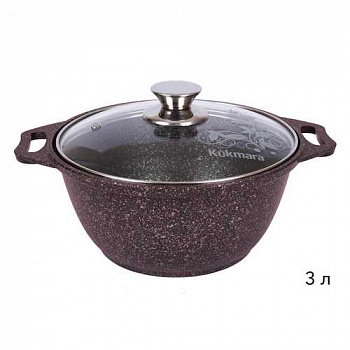 АП Кастрюля 3л со стекл. крышкой, линия "Granit ultra" (red) "Kukmara"  кга32а