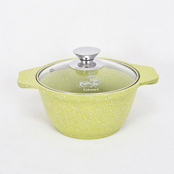 Кастрюля 1л со стеклянной крышкой, АП линия "Trendy style" (lime) "Kukmara" к11tsl